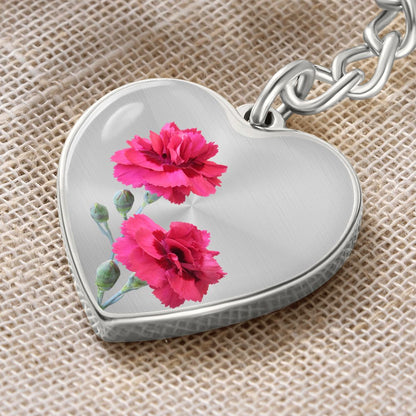 January Birth Flower Keychain, Carnation Keychain, Birth Month Flower Keychain, Birthday Gift For Her, Gift for Daughter, Sister, New Mom Gift