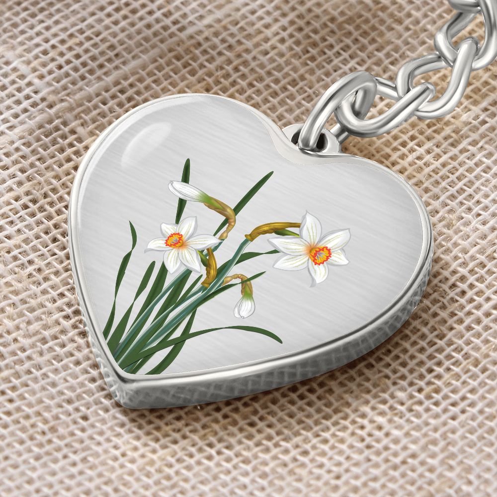 December Birth Flower, Narcissus Keychain, Birth Flower Keychain, Dece ...