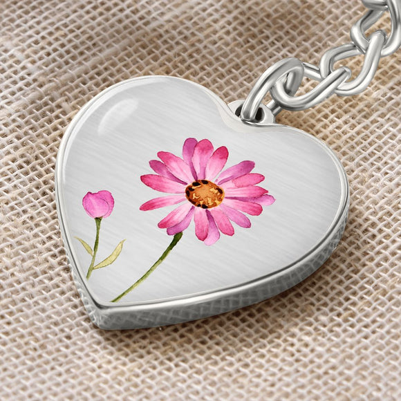April Birth Flower Keychain, Daisy Keychain, Birth Month Flower Keychain, Birthday Gift For Her, Gift for Daughter, Sister, New Mom Gift - Silver