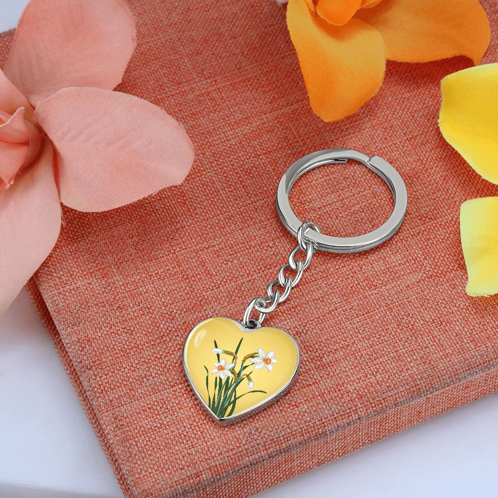 December Birth Flower, Narcissus Keychain, Birth Flower Keychain, Dece ...