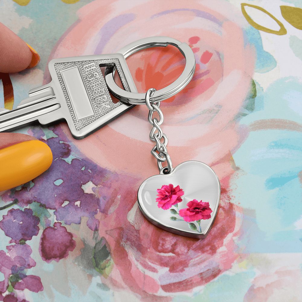 January Birth Flower Keychain, Carnation Keychain, Birth Month Flower Keychain, Birthday Gift For Her, Gift for Daughter, Sister, New Mom Gift