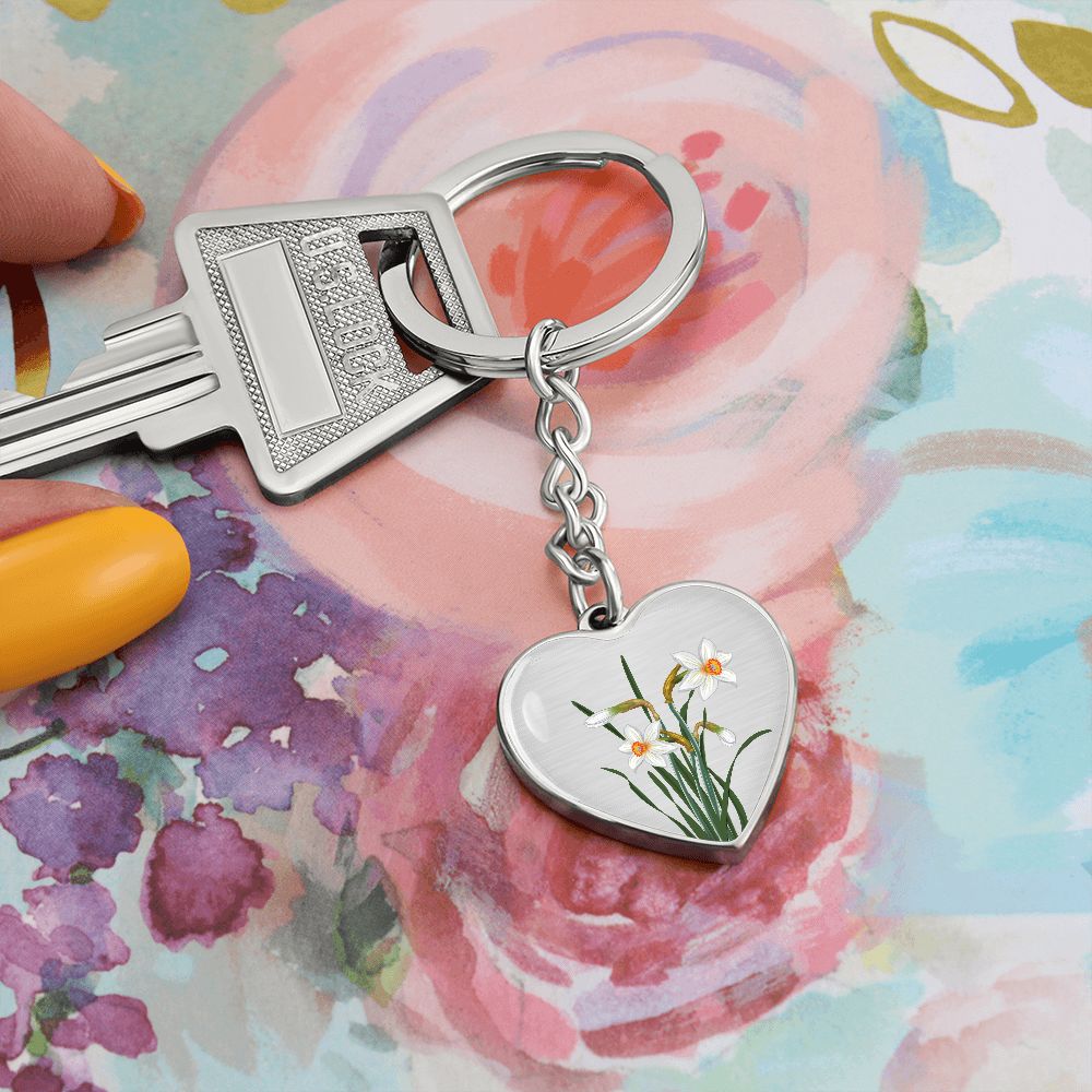 December Birth Flower, Narcissus Keychain, Birth Flower Keychain, Dece ...