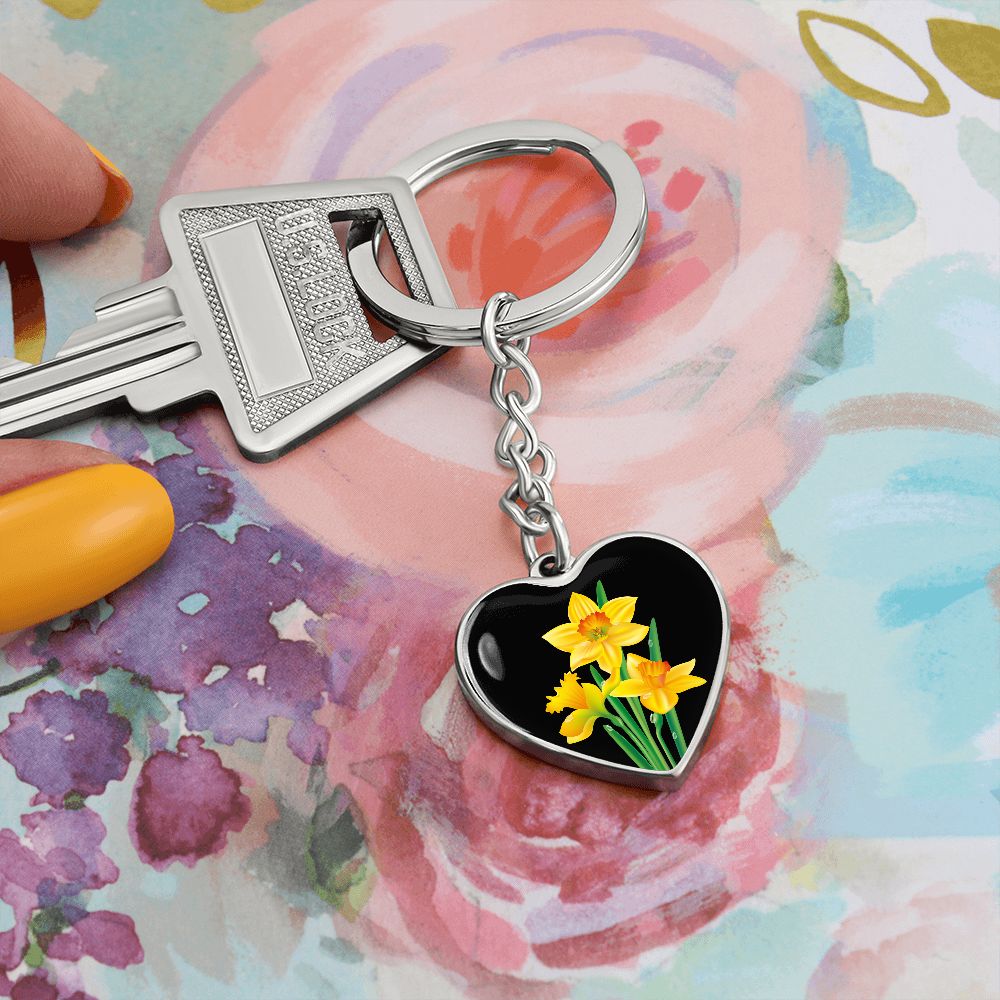 March Birth Flower Necklace, Daffodil Keychain