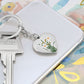 December Birth Flower, Narcissus Keychain, Birth Flower Keychain - Silver