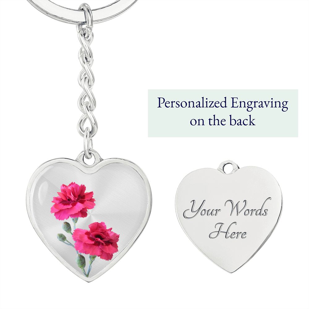 January Birth Flower Keychain, Carnation Keychain, Birth Month Flower Keychain, Birthday Gift For Her, Gift for Daughter, Sister, New Mom Gift
