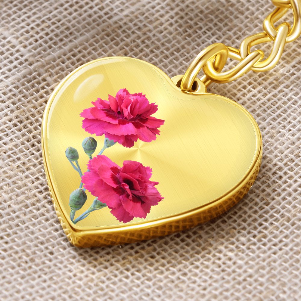 January Birth Flower Keychain, Carnation Keychain, Birth Month Flower Keychain, Birthday Gift For Her, Gift for Daughter, Sister, New Mom Gift