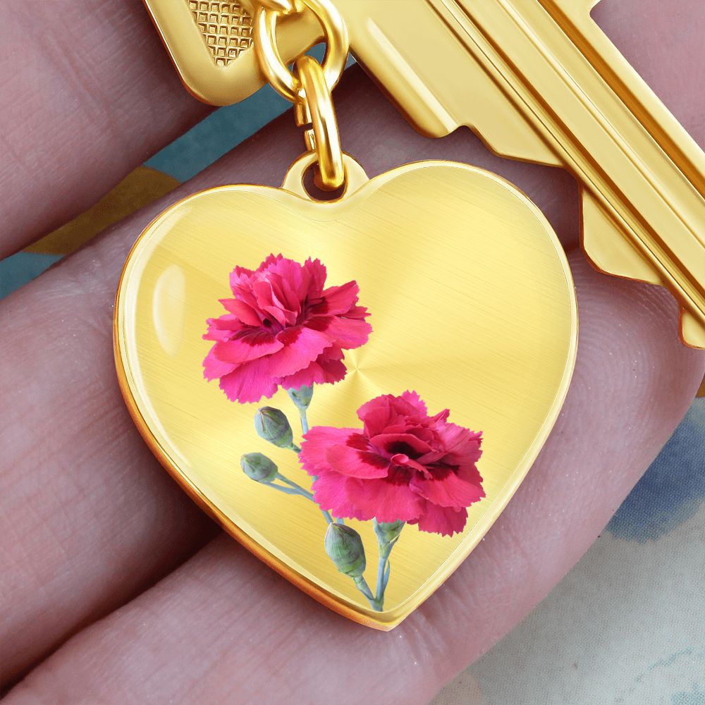 January Birth Flower Keychain, Carnation Keychain, Birth Month Flower Keychain, Birthday Gift For Her, Gift for Daughter, Sister, New Mom Gift