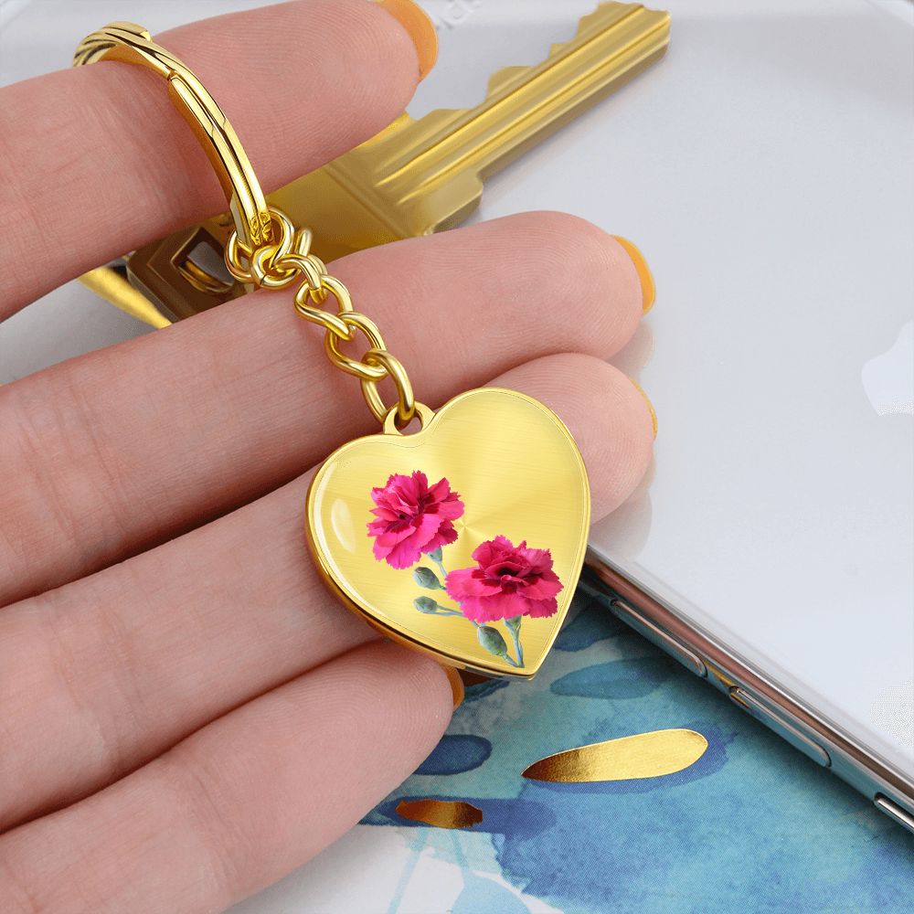 January Birth Flower Keychain, Carnation Keychain, Birth Month Flower Keychain, Birthday Gift For Her, Gift for Daughter, Sister, New Mom Gift