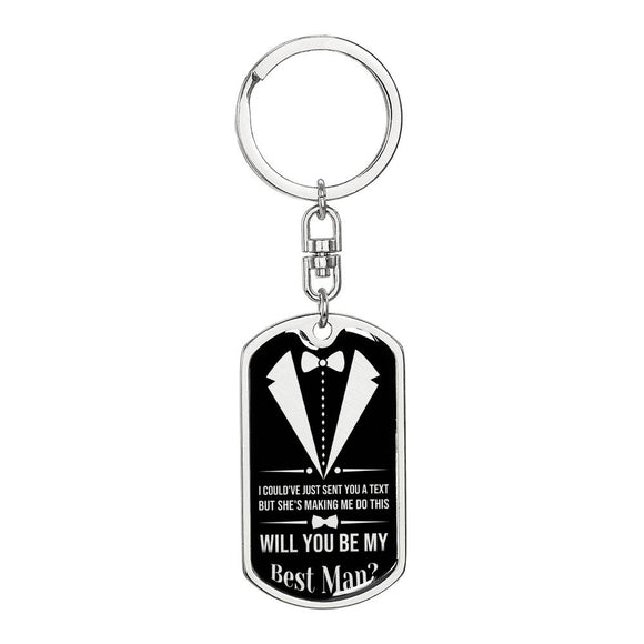 Will You Be My Best Man Keychain, In Black Suit