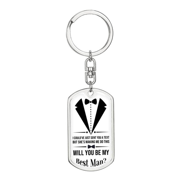 Will You Be My Best Man Keychain, In White Suit