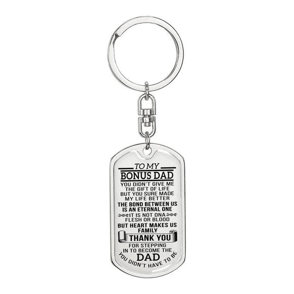 Bonus Dad Gift Keychain, Fathers Day Gift for Step Dad, Gift For Stepdad, Stepfather Gift