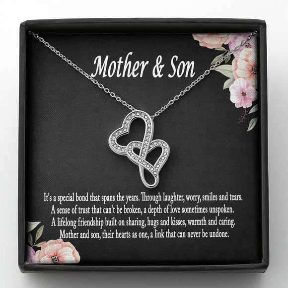 Mother and Son Necklace, Mother Son Forever Linked Heart Necklace Gift for Mom, Son Gift to Mom