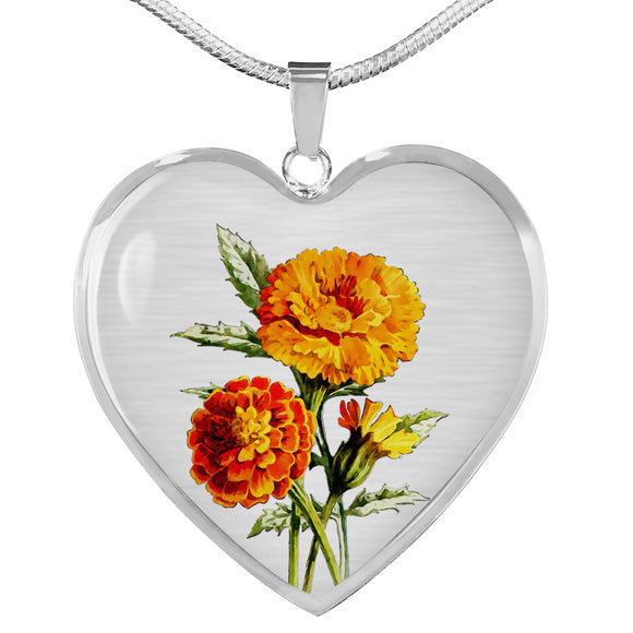 October Birth Flower Necklace, Marigold Necklace