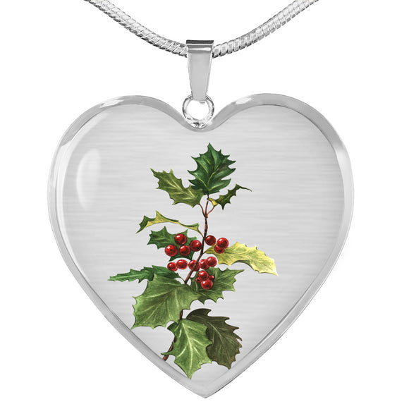 December Birth Flower, Holly Flower Necklace - Silver