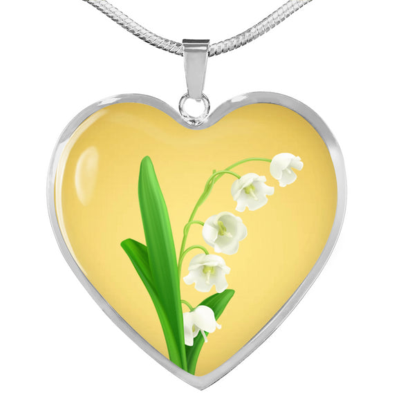 May Birth Flower Necklace, Lily of the Valley Necklace - Gold