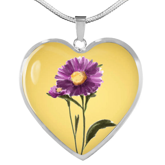 September Birth Flower Necklace, Aster Necklace - Gold