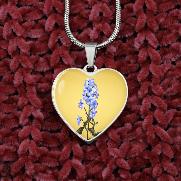 July Birth Flower, Larkspur Flower Necklace - Gold