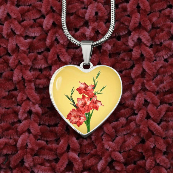 August Birth Flower, Gladiolus Necklace - Gold