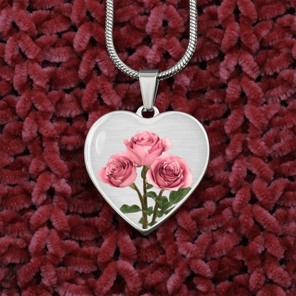 June Birth Flower Necklace, Rose Necklace - Silver
