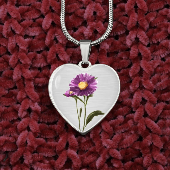 September Birth Flower Necklace, Aster Necklace - Silver No. 2