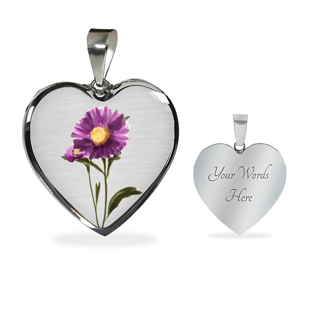 September Birth Flower Necklace, Aster Necklace - Silver No. 2