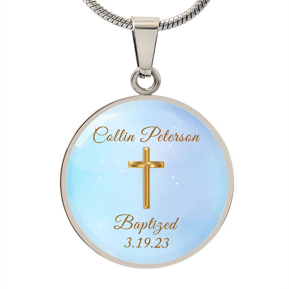 Baptism Gift Boy, Personalized Baptism Keepsake Gift, Baptized Circle Pendant