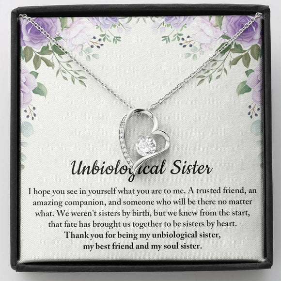 Unbiological Sister Forever Love Necklace, Soul Sister Gift, Best Friend Gift for Female Friend