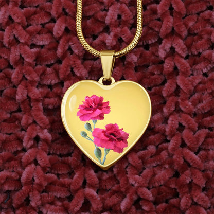 January Birth Flower, Carnation Necklace, September Birth Flower, Aster Necklace, Birth Flower Necklace, January Birthday Gift For Her, Best Friend, Birth Month Flower Necklace - Gold