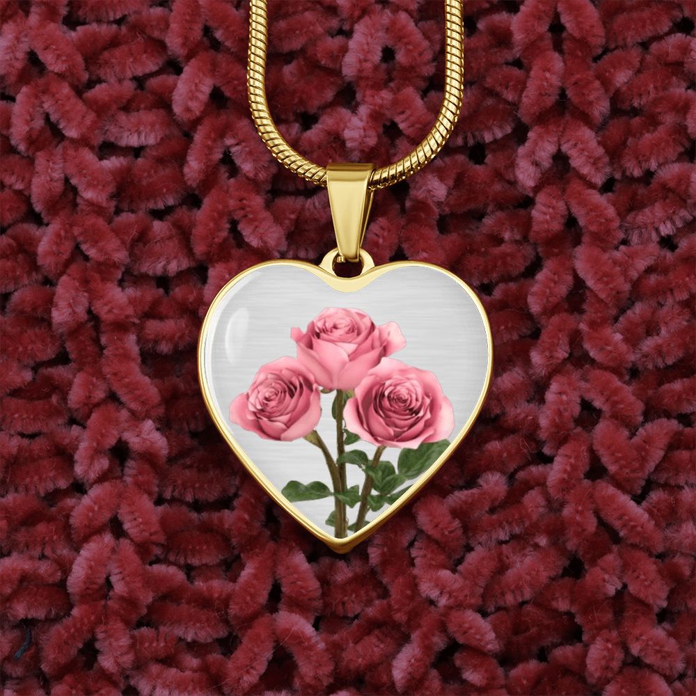 June Birth Flower Necklace, Rose Necklace - Silver