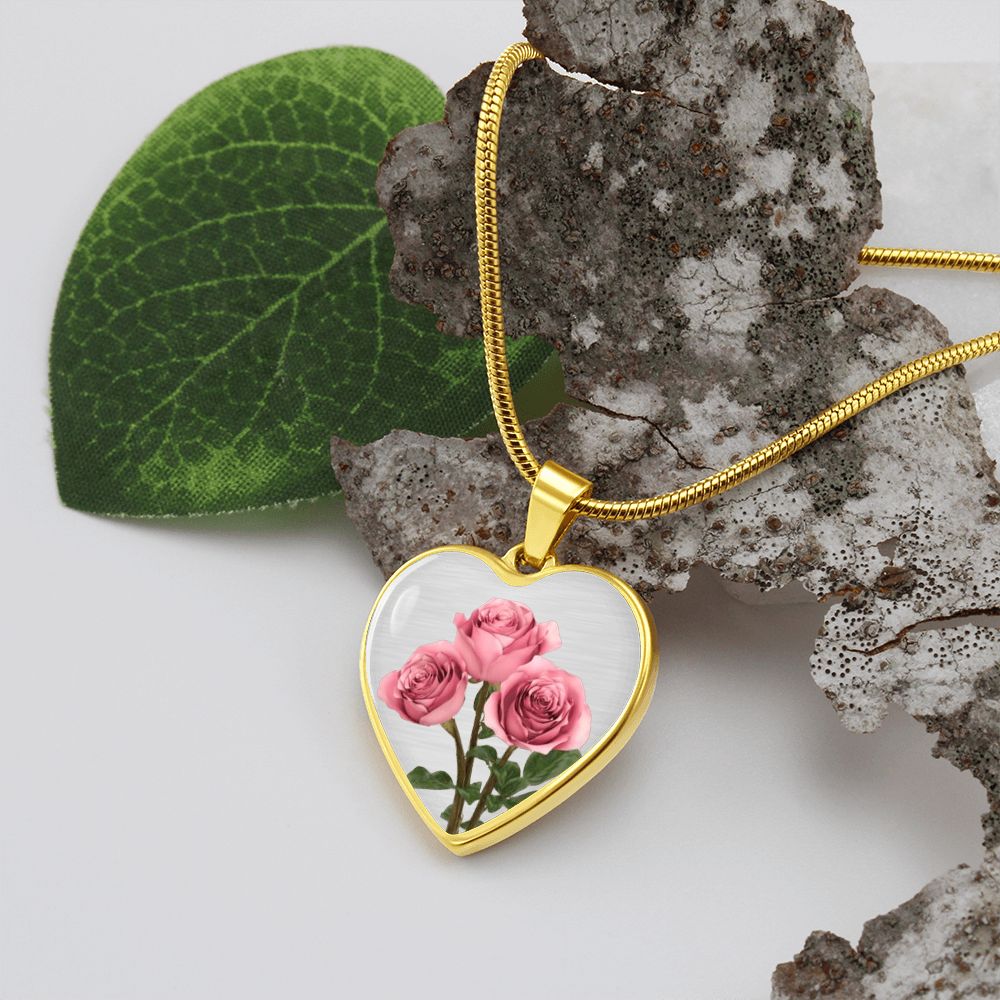 June Birth Flower Necklace, Rose Necklace - Silver