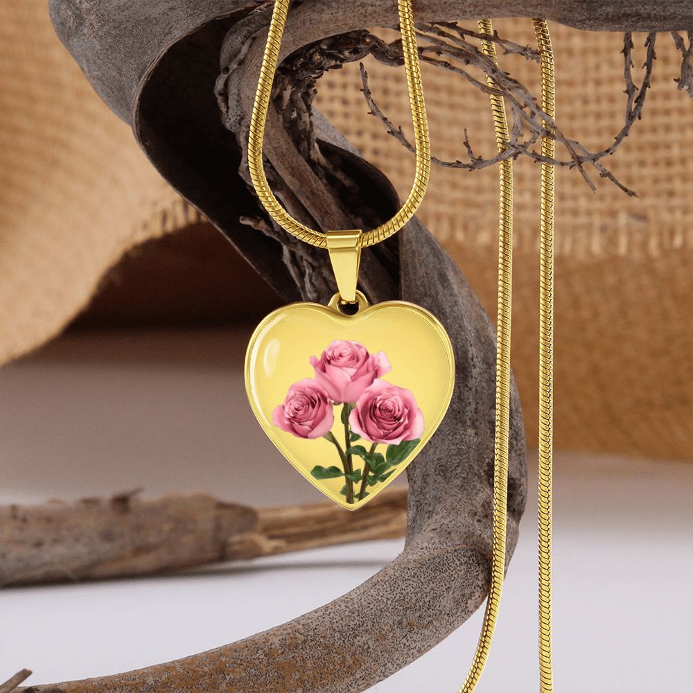 June Birth Flower Necklace, Rose Necklace - Gold