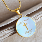 Baptism Gift Boy, Personalized Baptism Keepsake Gift, Baptized Circle Pendant