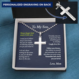 To My Son Cross Necklace, Remember How Much You Are Loved (Ball Chain)