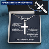 To Our Grandson Cross Pendant, Grandson Gifts from Grandparents, Gift for Grandson from Grandma