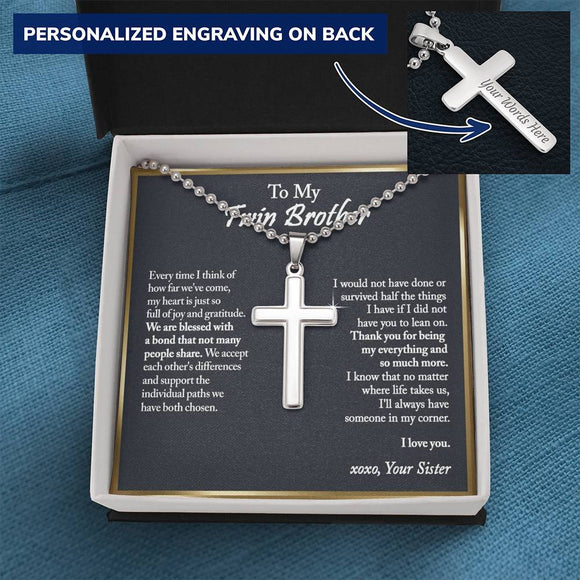 Personalizable To My Twin Brother, Birthday Gift for Twin Brother, Twin Brother Gift, Gift for Twin Brother, Twin Brother Birthday Gift, from Twin Sister - Ball Chain