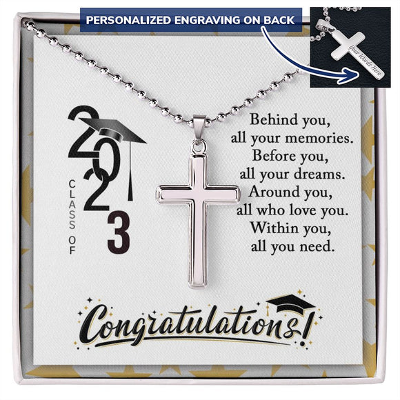 Graduation Gifts For Him, Cross Pendant for College Graduate, High School Graduation Gift - Ball Chain