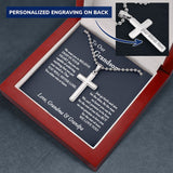 To Our Grandson Cross Pendant, Grandson Gifts from Grandparents, Gift for Grandson from Grandma