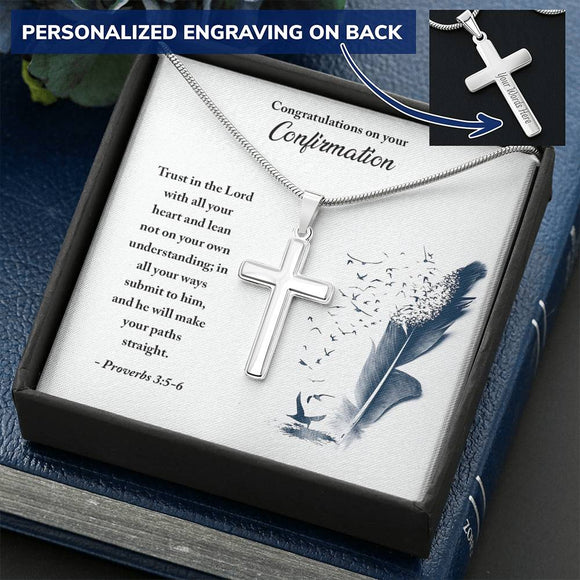 Confirmation Gift Necklace, Personalized Cross Necklace