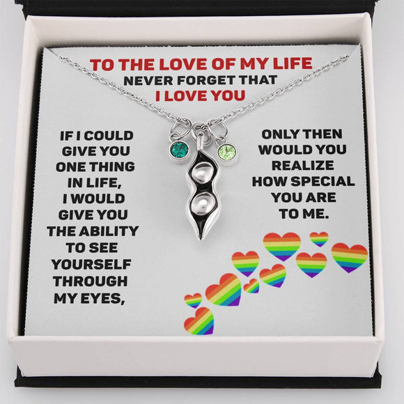 LGBT Lesbian Couple Birthstone Necklace Necklace, LGBT Gift, Anniversary Gifts for Her