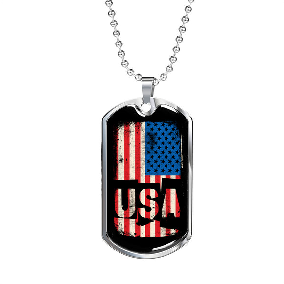 American Flag Necklace, USA Flag Jewelry, Patriotic Necklace