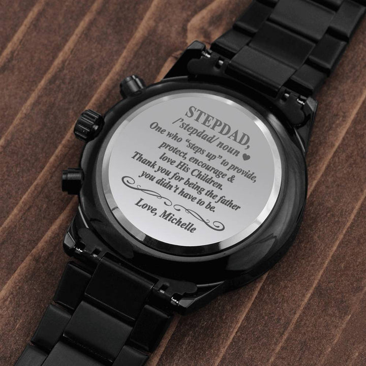 Step Dad Engraved Watch Stepped Up Dad Personalized Stepfather