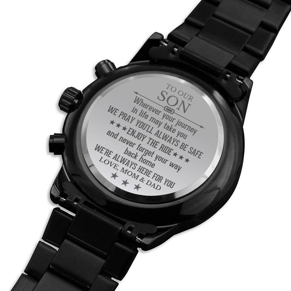 To My Son Engraved Watch, Keepsake Gift for Son, Gift for Son From Mom, From Dad to Son - From Mom & Dad
