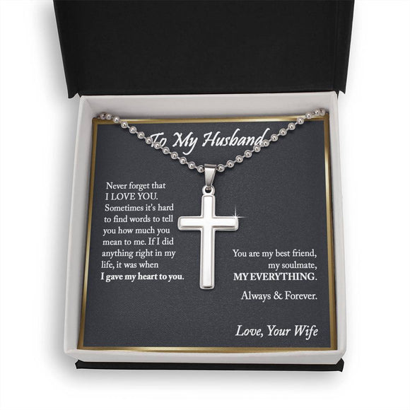 To My Husband Cross Pendant - Ball Chain