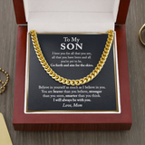To My Son Cuban Link Chain Necklace, Keepsake Gift For Son, Birthday Gift For Son From Mom, From Dad To Son, Son Graduation, Son Birthday