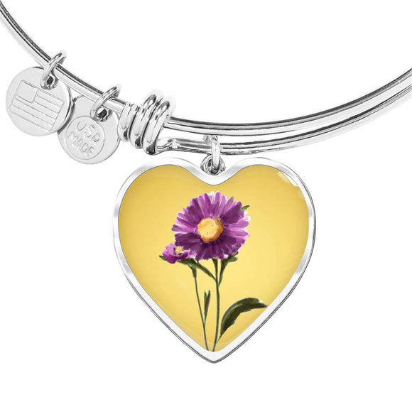 September Birth Flower,  Aster Bracelet, Birth Flower Bracelet - Gold