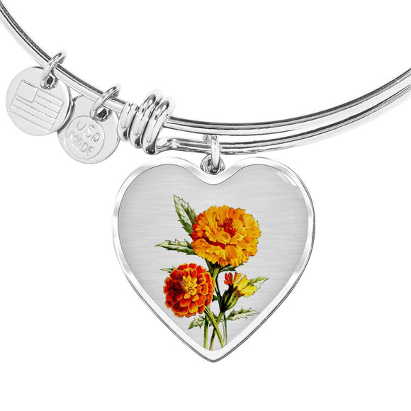 October Birth Flower, Marigold Bangle, Birth Flower Bangle