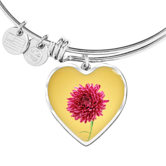 November Birth Flower, Chrysanthemum Bangle, Birth Flower Bangle - Gold