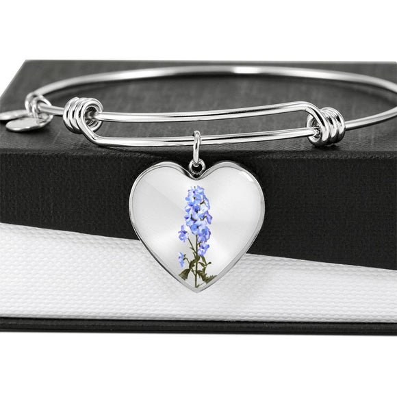 July Birth Flower Bracelet, Larkspur Bracelet, Birthflower Bracelet