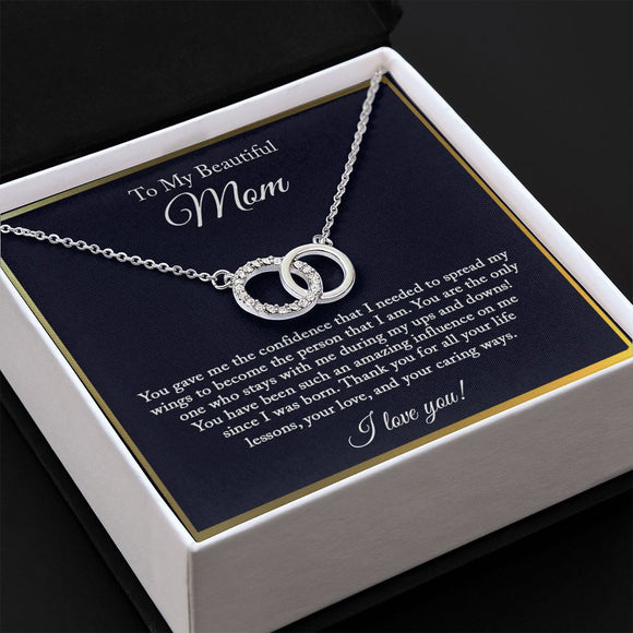 To My Beautiful Mom Necklace, Joint Circle Necklace, Mom Gift from Daughter, Gift from Son