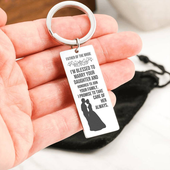 Father of the Bride Keychain, Father of the Bride Gift from Groom, Wedding Gift for Father of the Bride, Wedding Day Gift